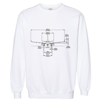 Airbus A320 Jet Airplane Schematic Aviation Pilot Gift Idea Garment-Dyed Sweatshirt