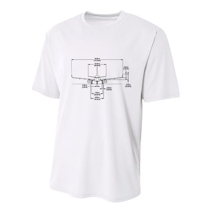 Airbus A320 Jet Airplane Schematic Aviation Pilot Gift Idea Youth Performance Sprint T-Shirt