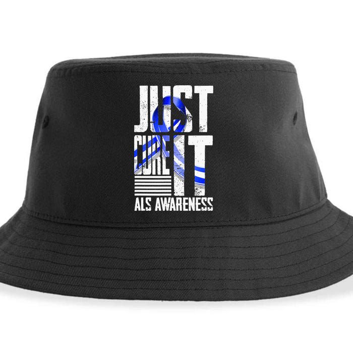 ALS Awareness Just Cure ALS funny support Sustainable Bucket Hat