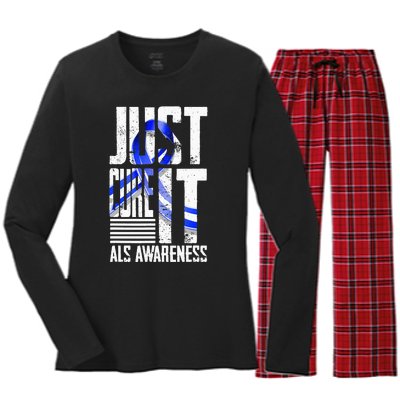 ALS Awareness Just Cure ALS funny support Women's Long Sleeve Flannel Pajama Set 