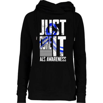 ALS Awareness Just Cure ALS funny support Womens Funnel Neck Pullover Hood