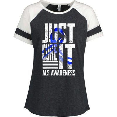 ALS Awareness Just Cure ALS funny support Enza Ladies Jersey Colorblock Tee