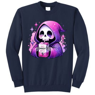 Anti Anxiety Juice Anxious Grim Reaper Halloween Tall Sweatshirt