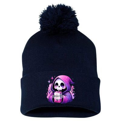 Anti Anxiety Juice Anxious Grim Reaper Halloween Pom Pom 12in Knit Beanie