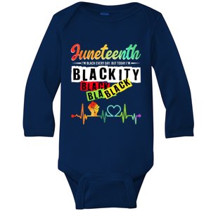 African America Junenth Blackity Heartbeat Black History Gift Baby Long Sleeve Bodysuit