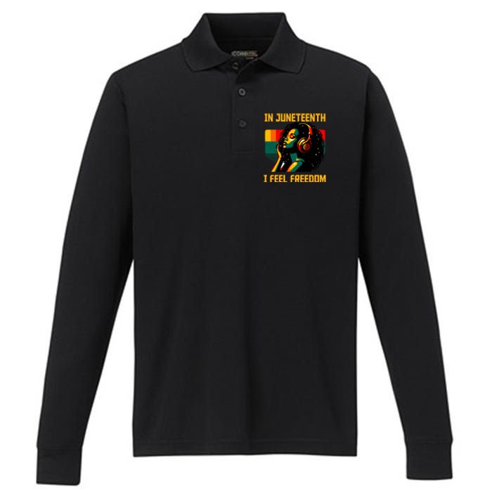 African American June 19th 1865 Performance Long Sleeve Polo