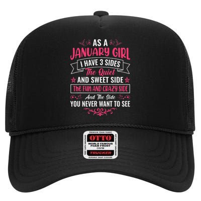 As an January High Crown Mesh Back Trucker Hat