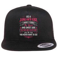 As an January Flat Bill Trucker Hat