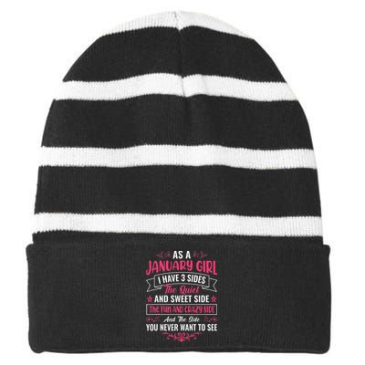 As an January Striped Beanie with Solid Band