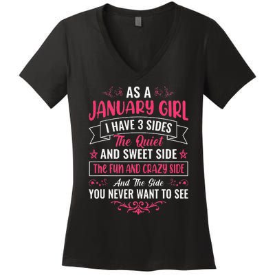 As an January Women's V-Neck T-Shirt