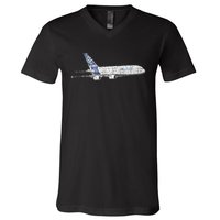 Airbus A380 Jet Airplane Airline Aviation Pilot V-Neck T-Shirt