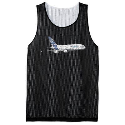 Airbus A380 Jet Airplane Airline Aviation Pilot Mesh Reversible Basketball Jersey Tank