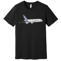 Airbus A380 Jet Airplane Airline Aviation Pilot Premium T-Shirt