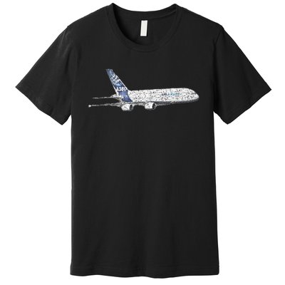 Airbus A380 Jet Airplane Airline Aviation Pilot Premium T-Shirt