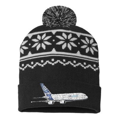 Airbus A380 Jet Airplane Airline Aviation Pilot USA-Made Snowflake Beanie