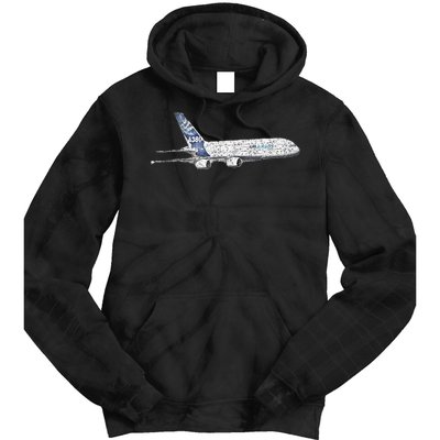 Airbus A380 Jet Airplane Airline Aviation Pilot Tie Dye Hoodie