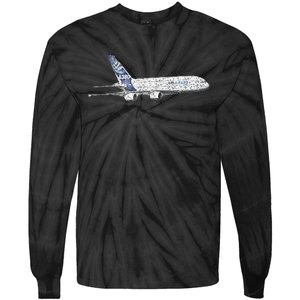 Airbus A380 Jet Airplane Airline Aviation Pilot Tie-Dye Long Sleeve Shirt