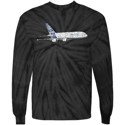 Airbus A380 Jet Airplane Airline Aviation Pilot Tie-Dye Long Sleeve Shirt