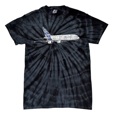 Airbus A380 Jet Airplane Airline Aviation Pilot Tie-Dye T-Shirt