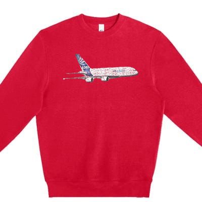 Airbus A380 Jet Airplane Airline Aviation Pilot Premium Crewneck Sweatshirt