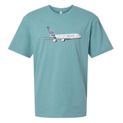 Airbus A380 Jet Airplane Airline Aviation Pilot Sueded Cloud Jersey T-Shirt