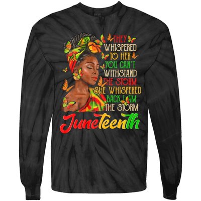 Afro American Juneteenth I Am The Storm Black Women Black History Month Tie-Dye Long Sleeve Shirt