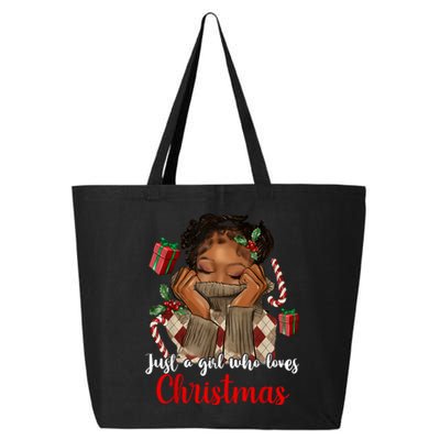 African American Just A Girl Who Loves Christmas Black 25L Jumbo Tote