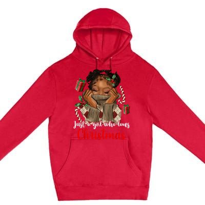 African American Just A Girl Who Loves Christmas Black Premium Pullover Hoodie