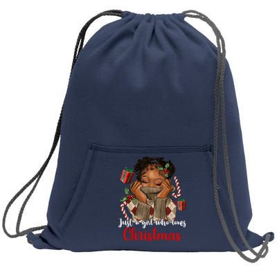 African American Just A Girl Who Loves Christmas Black Sweatshirt Cinch Pack Bag