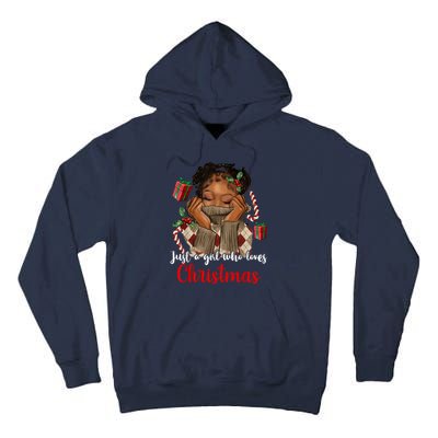 African American Just A Girl Who Loves Christmas Black Tall Hoodie