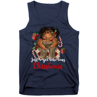 African American Just A Girl Who Loves Christmas Black Tank Top