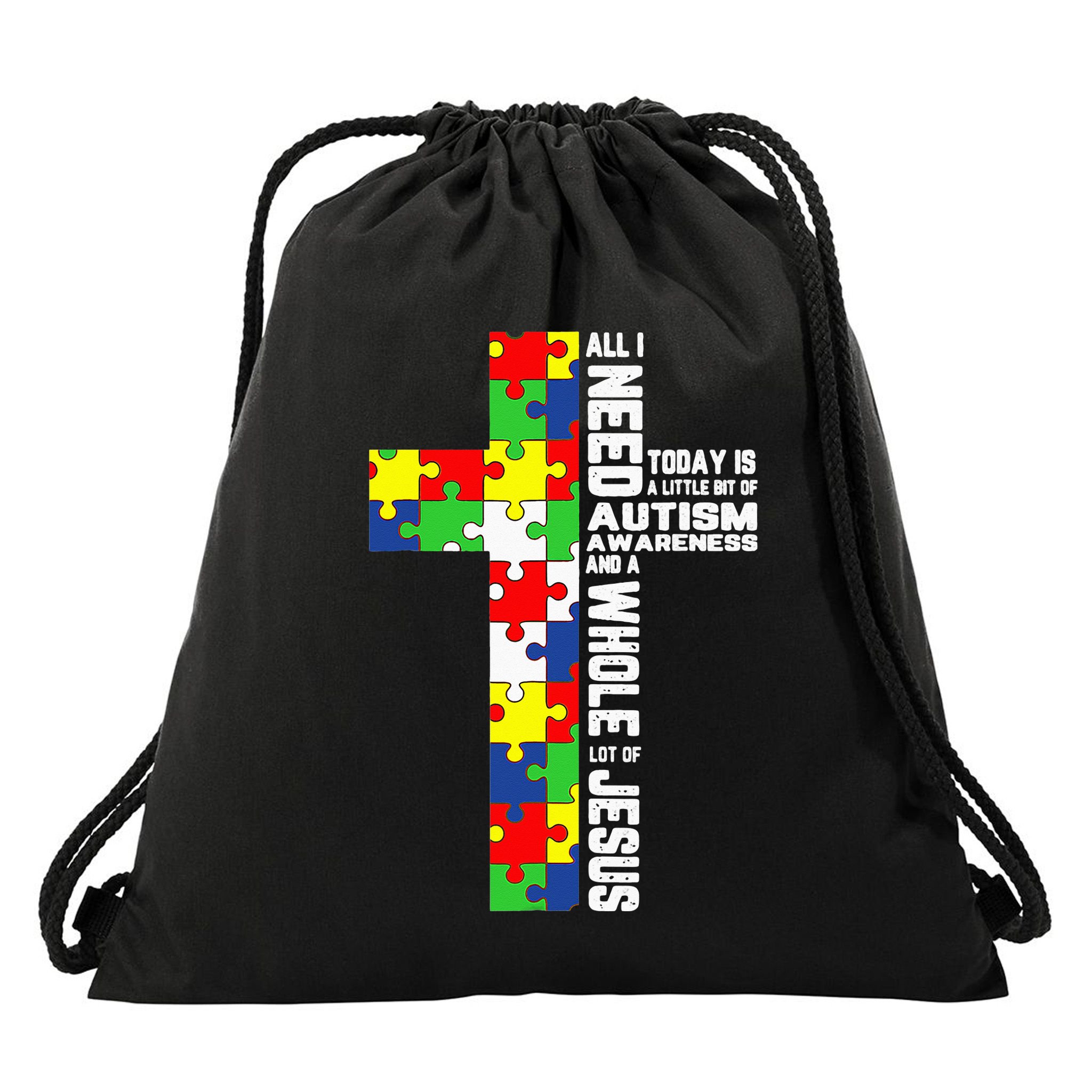 Autism Awareness Jesus Cross Puzzle Cool Christian Gifts Drawstring Bag