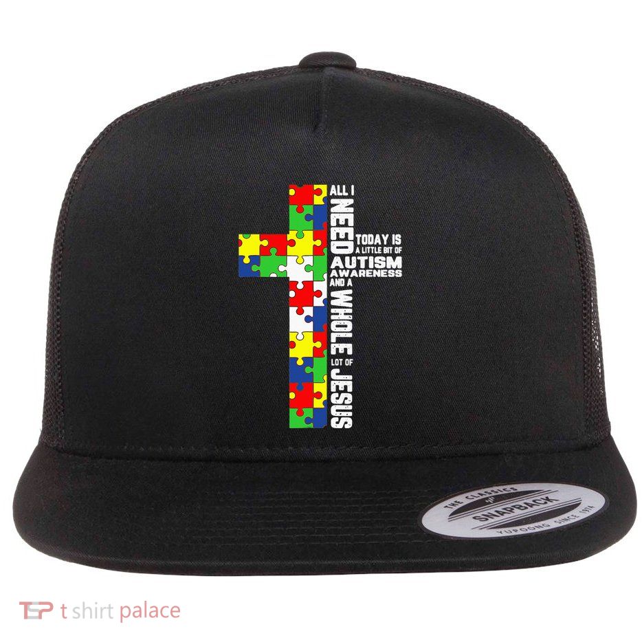 Autism Awareness Jesus Cross Puzzle Cool Christian Gifts Flatbill Hat