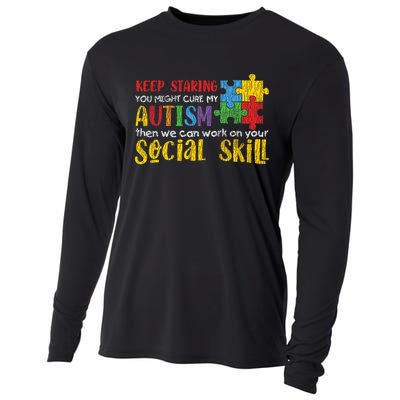 Autism Awareness - Keep Staring Autistic Kids Awareness Gift Cooling Performance Long Sleeve Crew