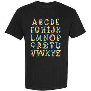 Alphabet ABC Kindergarten Teacher Summer Beach End Of School Garment-Dyed Heavyweight T-Shirt