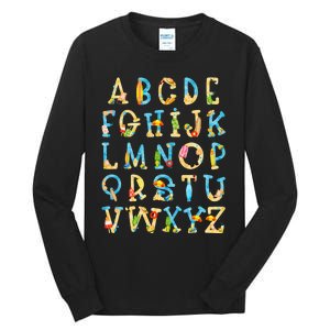 Alphabet ABC Kindergarten Teacher Summer Beach End Of School Tall Long Sleeve T-Shirt