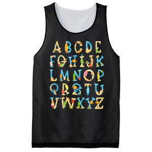 Alphabet ABC Kindergarten Teacher Summer Beach End Of School Mesh Reversible Basketball Jersey Tank