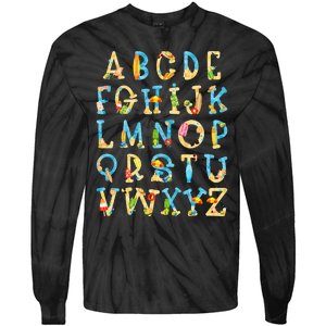 Alphabet ABC Kindergarten Teacher Summer Beach End Of School Tie-Dye Long Sleeve Shirt