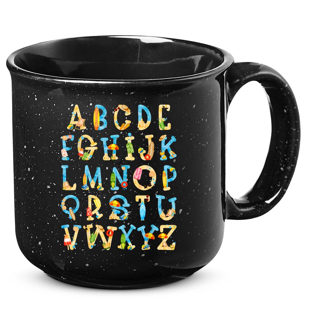 Alphabet ABC Kindergarten Teacher Summer Beach End Of School 15oz Campfire Ceramic Mug