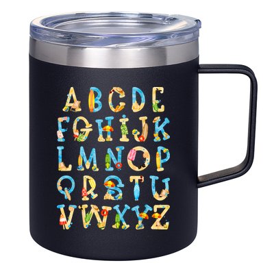 Alphabet ABC Kindergarten Teacher Summer Beach End Of School 12oz Stainless Steel Coffee Mug