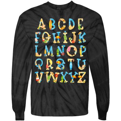 Alphabet ABC Kindergarten Teacher Summer Beach End Of School Tie-Dye Long Sleeve Shirt