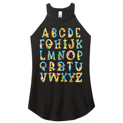Alphabet ABC Kindergarten Teacher Summer Beach End Of School Women's Perfect Tri Rocker Tank