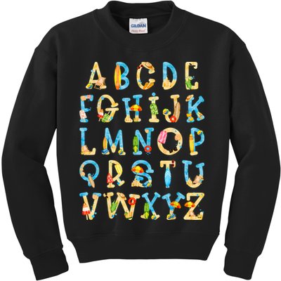 Alphabet ABC Kindergarten Teacher Summer Beach End Of School Kids Sweatshirt