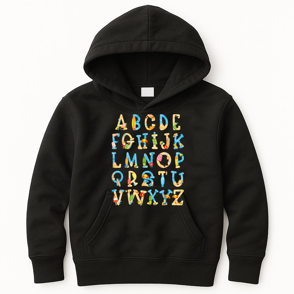 Alphabet ABC Kindergarten Teacher Summer Beach End Of School Kids Hoodie