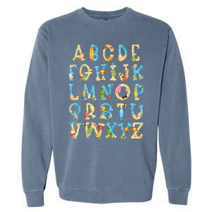 Alphabet ABC Kindergarten Teacher Summer Beach End Of School Garment-Dyed Sweatshirt