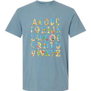 Alphabet ABC Kindergarten Teacher Summer Beach End Of School Garment-Dyed Heavyweight T-Shirt