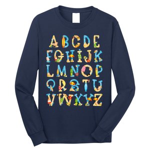 Alphabet ABC Kindergarten Teacher Summer Beach End Of School Long Sleeve Shirt