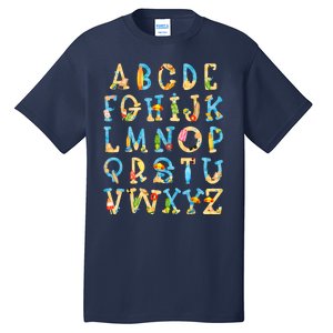 Alphabet ABC Kindergarten Teacher Summer Beach End Of School Tall T-Shirt