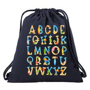 Alphabet ABC Kindergarten Teacher Summer Beach End Of School Drawstring Bag