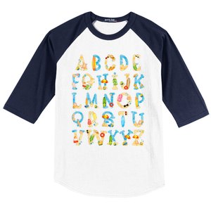 Alphabet ABC Kindergarten Teacher Summer Beach End Of School Baseball Sleeve Shirt